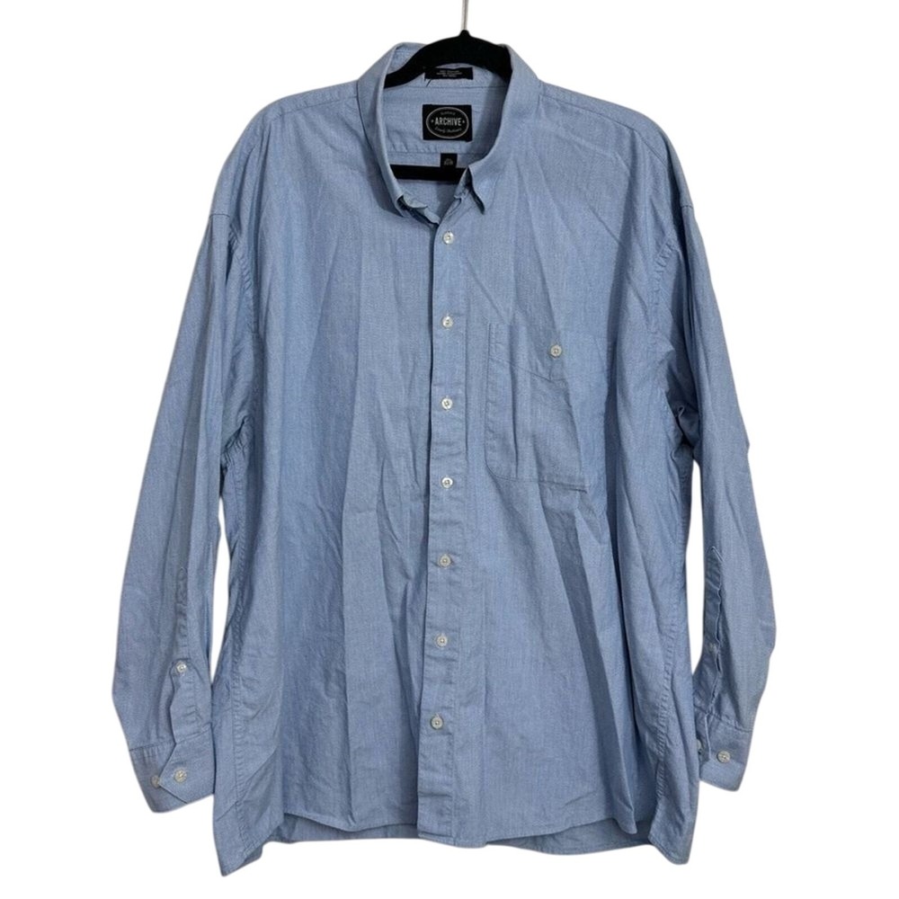 Archive‎ Long Sleeve Top Button Down Shirt Blue Men's 17 1/2 34/35 Cotton Causal